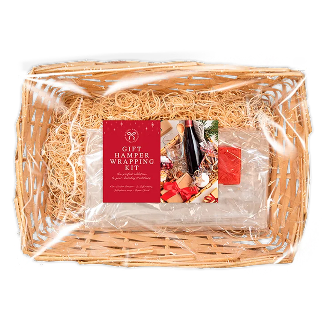 Traditional Extra Large Hamper Woven Basket Christmas Gift Wrapping Kit 47cm View 2