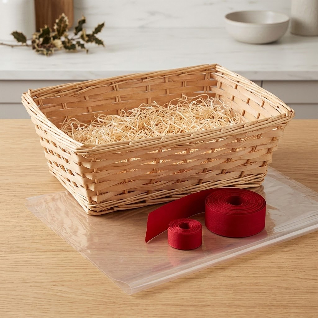 Traditional Extra Large Hamper Woven Basket Christmas Gift Wrapping Kit 47cm