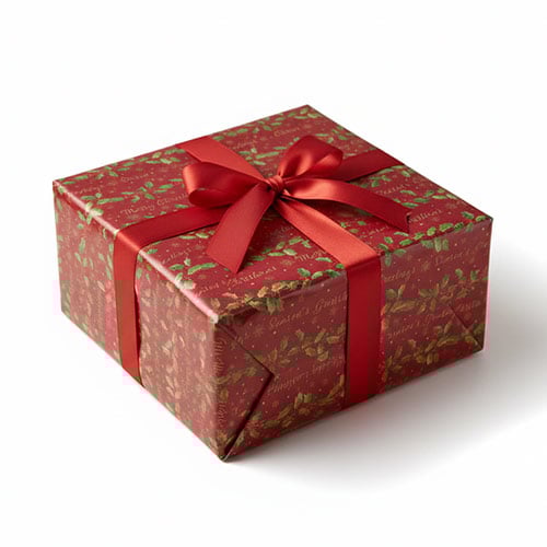 Traditional Holly Christmas Recyclable Burgundy Gift Wrapping Paper Roll 7m