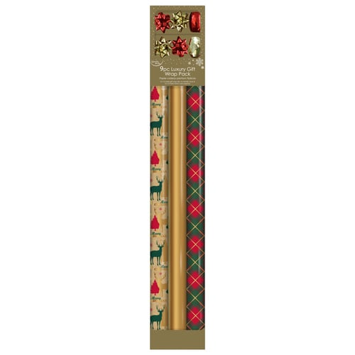 Traditional Metallic Tartan Christmas Gift Wrapping Paper Pack Product Image