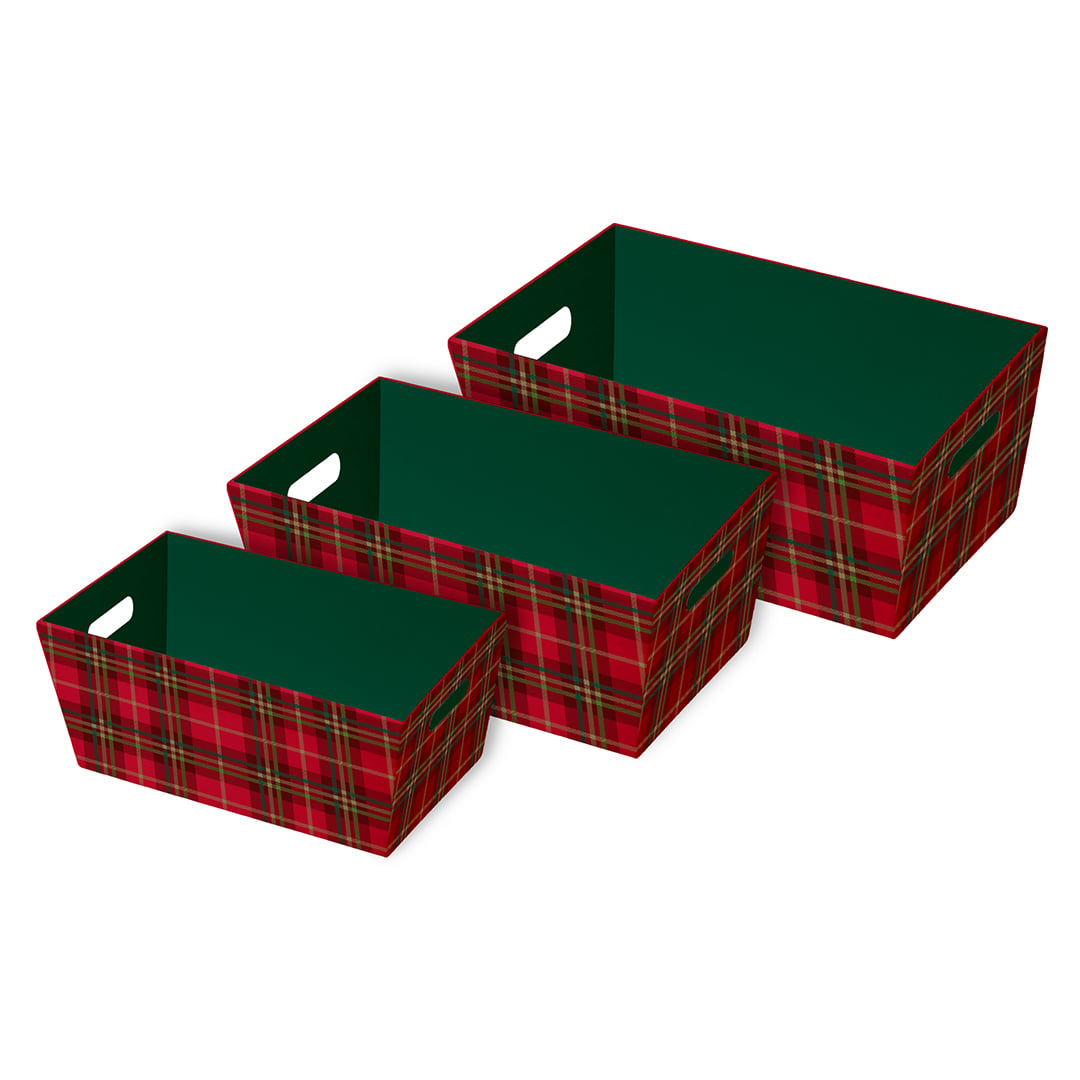 Traditional Red Tartan Christmas Hamper Trays - Pack of 3