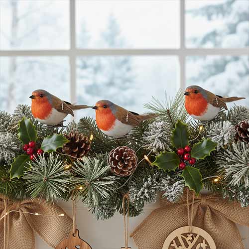 Traditional Robin Christmas Decorative Clips - Pack of 3