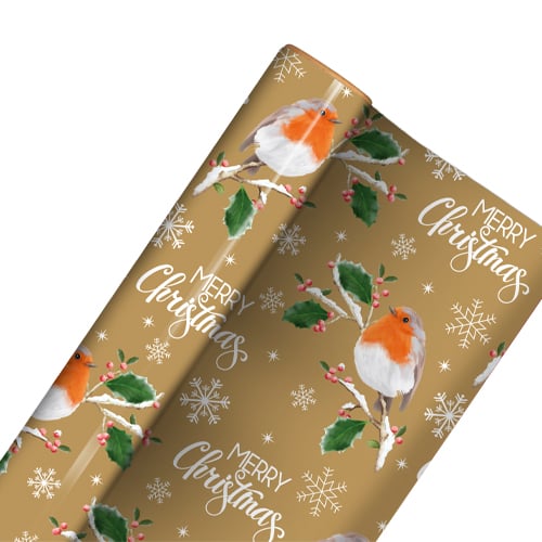 Traditional Robin Christmas Recyclable Gift Wrapping Paper Roll 7m Product Image