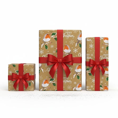 Traditional Robin Christmas Recyclable Gift Wrapping Paper Roll 7m