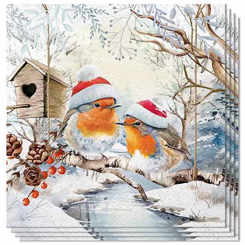 Traditional Robin in Winterland Christmas Paper Luncheon Napkins 3 Ply 33cm - Pack of 20 Product Gallery Image