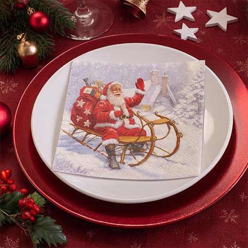 Traditional Santa Claus Christmas Paper Luncheon Napkins 3 Ply 33cm - Pack of 20