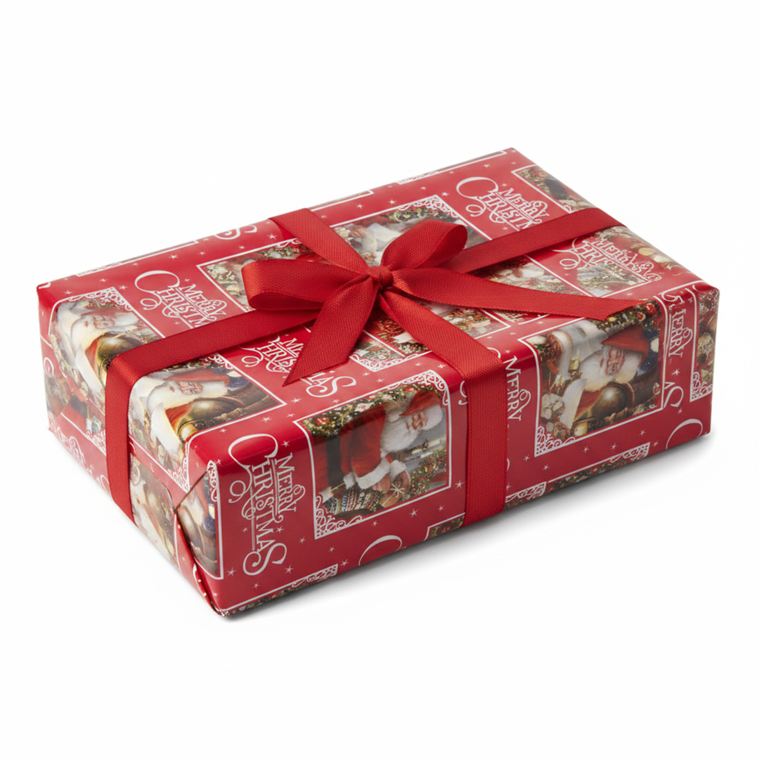 Traditional Santa Claus Christmas Red Gift Wrapping Paper Roll 7m Product Gallery Image