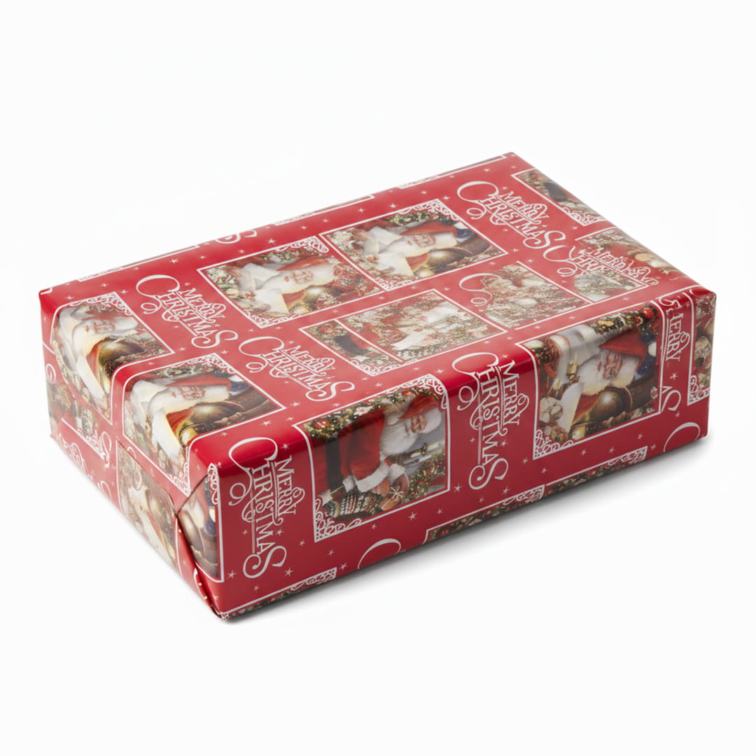 Traditional Santa Claus Christmas Red Gift Wrapping Paper Roll 7m