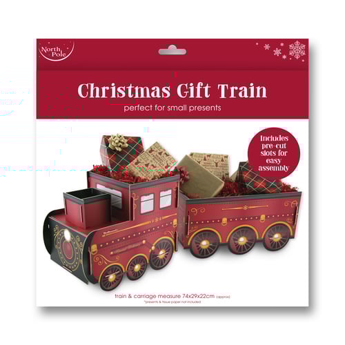 Train Christmas Present Cardboard Holder 74cm Product Gallery Image
