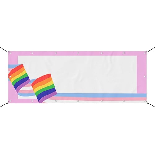 Transgender & Rainbow Flag LGBTQ+ Gay Pride Design Medium Personalised Banner – 6ft x 2.25ft