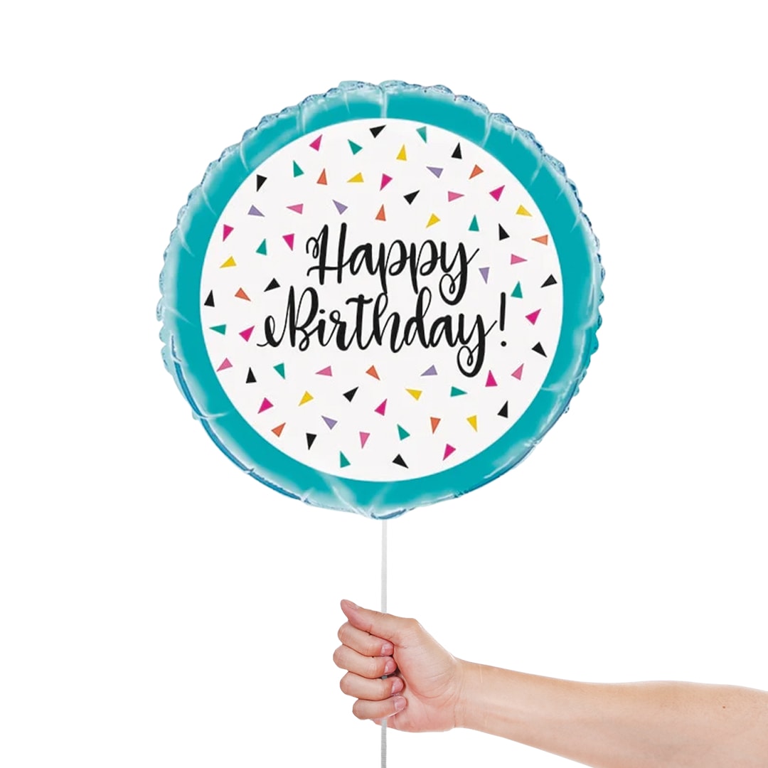 Triangle Confetti Birthday Round Foil Helium Balloon 46cm / 18 in Product Gallery Image
