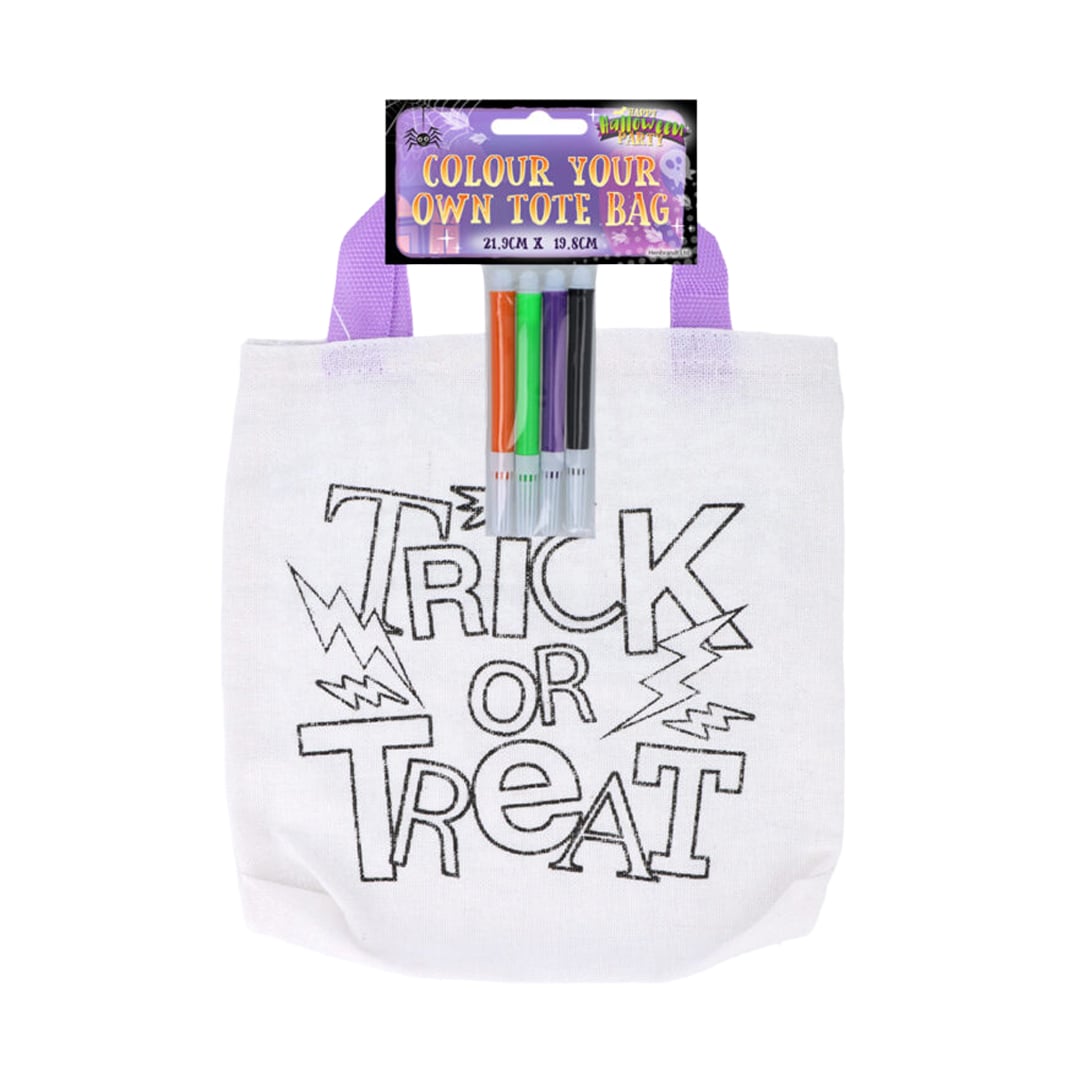 Trick or Treat Colour Your Own Mini Halloween Tote Bag 22cm