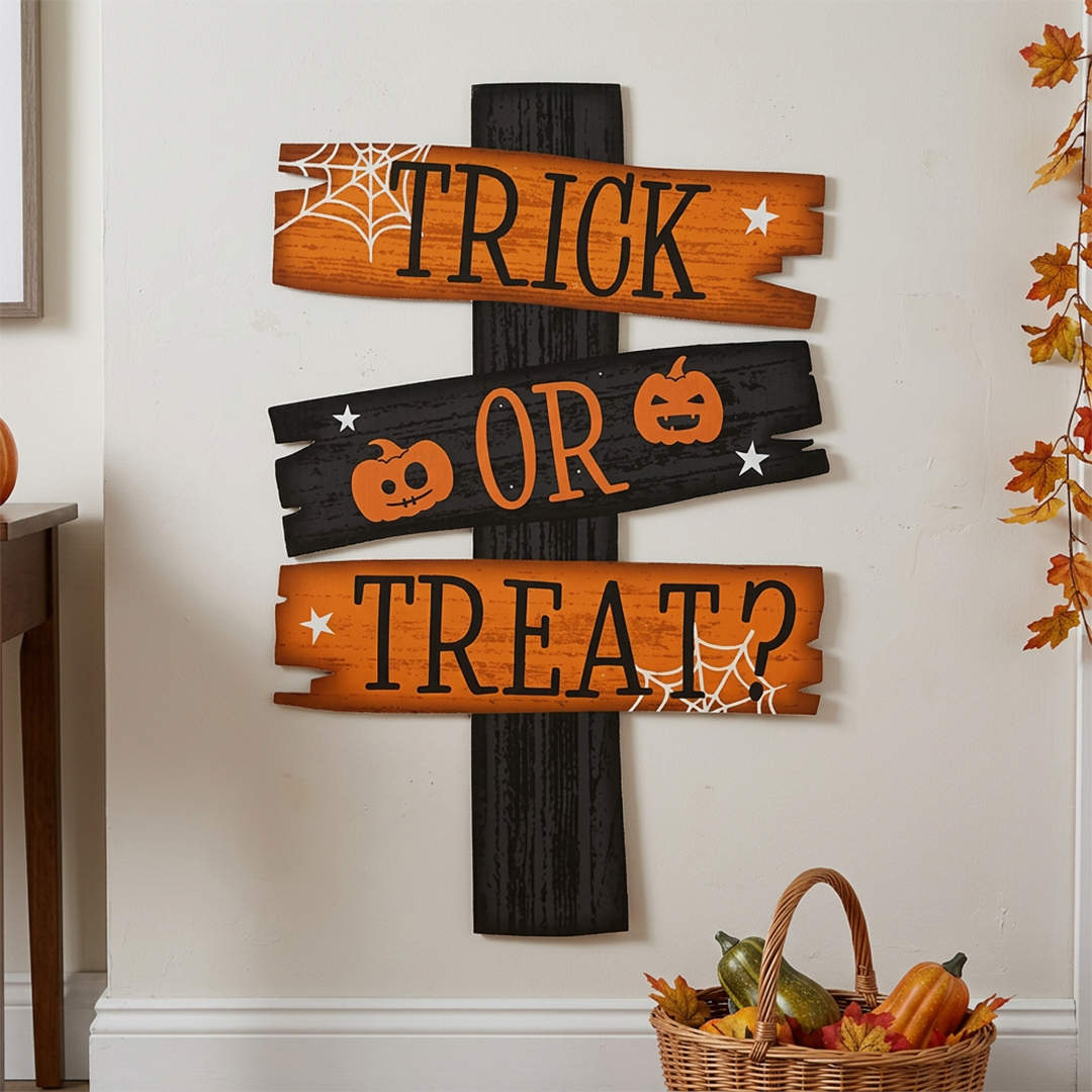 Trick or Treat Halloween Cardboard Decoration Sign 70cm View 2