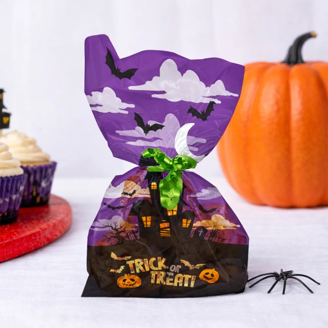 Trick or Treat Halloween Cello Treat Bags with Twist Ties - Pack of 20 View 2