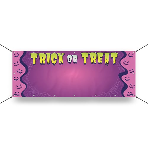 Trick or Treat Purple Halloween Design Medium Personalised Banner 6ft x 2.25ft