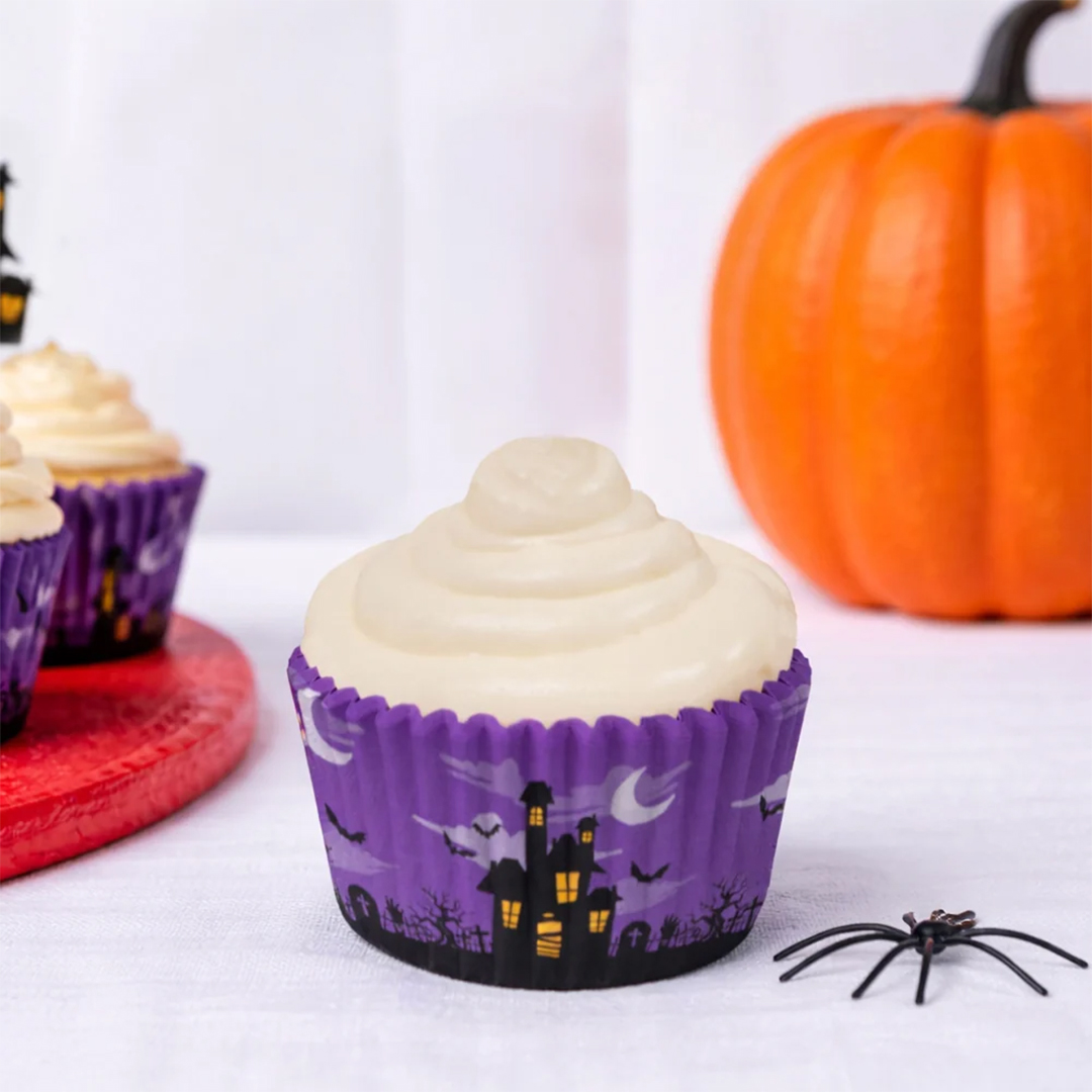 Trick or Treat Purple Halloween Paper Cupcake Cases - Pack of 60 View 2
