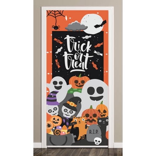 Trick Or Treat Halloween Door Cover PVC Party Sign Decoration 66cm x 152cm Product Image