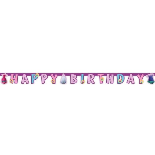 Trolls Happy Birthday Letter Banner - 190cm Product Image