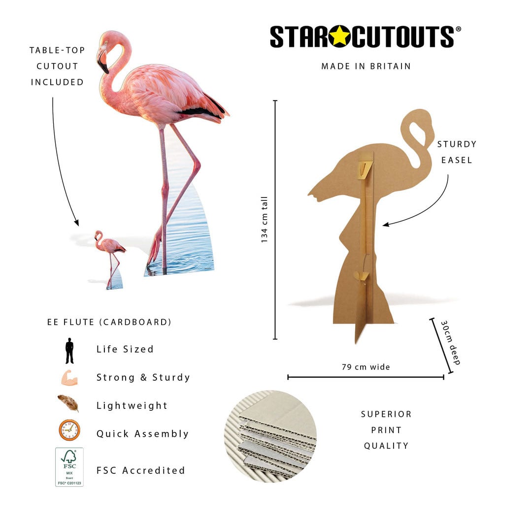 Tropical Flamingo Lifesize Cardboard Cutout 134cm View 6