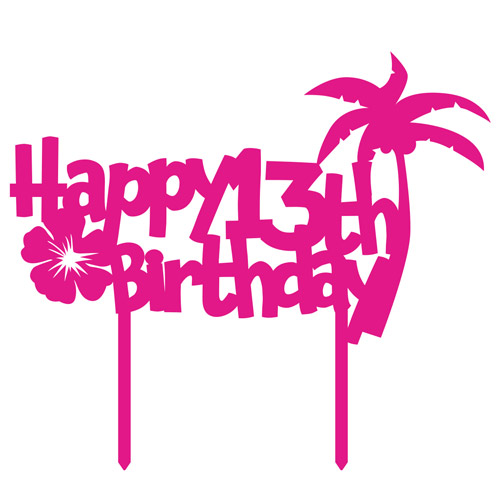 Tropical Island Age Happy Birthday Acrylic Cake Topper Product Gallery Image
