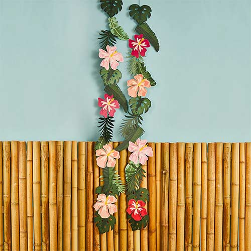 Tropical Leaves Hawaiian Hanging Garland Decoration 2.5m - Pack of 2 Product Gallery Image