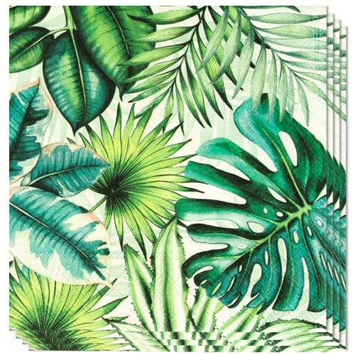 Tropical Leaves Premium Decoupage Luncheon Napkins 3 Ply 33cm - Pack of 20 Product Image