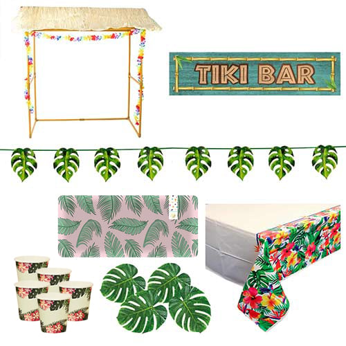Tropical Leaves Tiki Bar Decoration Kit