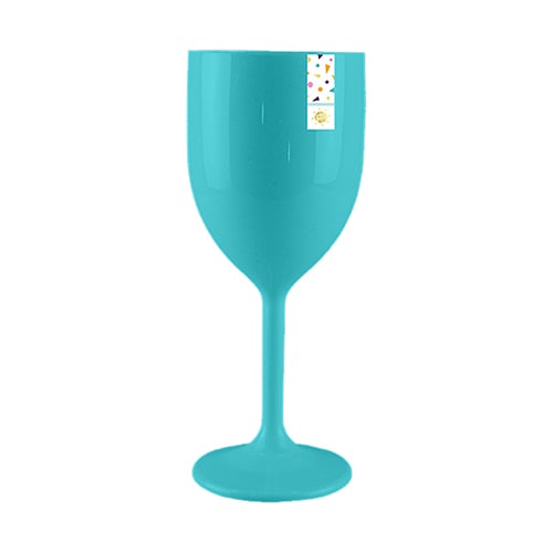Turquoise Blue Plastic Reusable Wine Glass 300ml