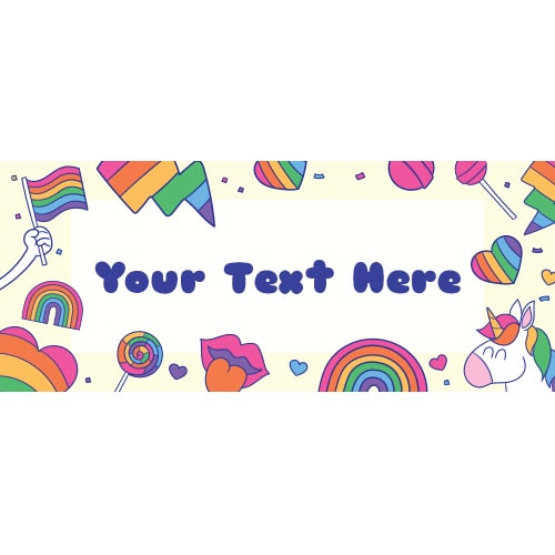 Unicorn & Rainbow Flag Doodle Design PVC Personalised Party Sign Decoration Product Gallery Image