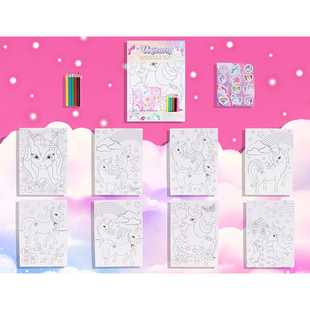 Unicorn Colouring Set with Mini Pencils & Stickers View 5