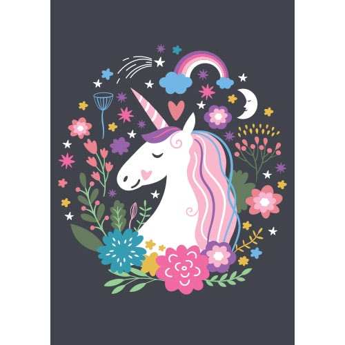 Unicorn Dark Floral Design Poster PVC Party Sign Decoration Product Gallery Image