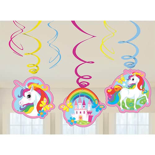 Unicorn Hanging Swirl Decorations - Pack of 6 Product Image