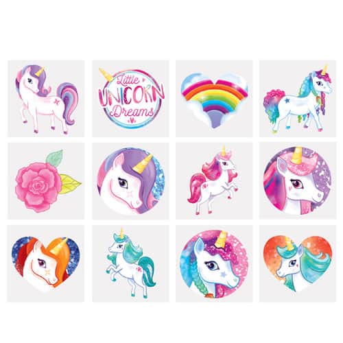 Assorted Mini Unicorn Tattoo Stickers - Pack of 12 Product Image