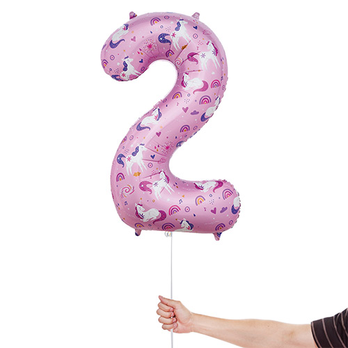 Unicorn Number 2 Helium Foil Giant Balloon 86cm / 34 in Product Gallery Image