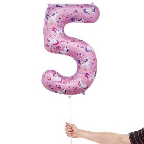 Unicorn Number 5 Helium Foil Giant Balloon 86cm / 34 in Product Gallery Image