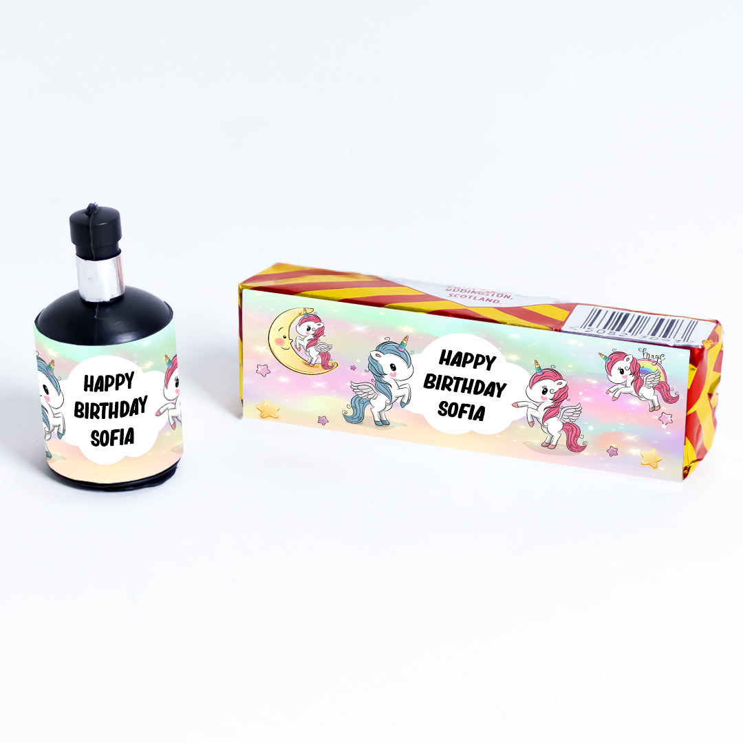 Unicorn Personalised Party Popper Packaging Label Stickers 9cm - Sheet of 16 Product Gallery Image