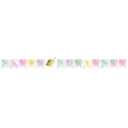 Unicorn Sparkle Shaped Happy Birthday Cardboard Letter Banner 167cm Product Image