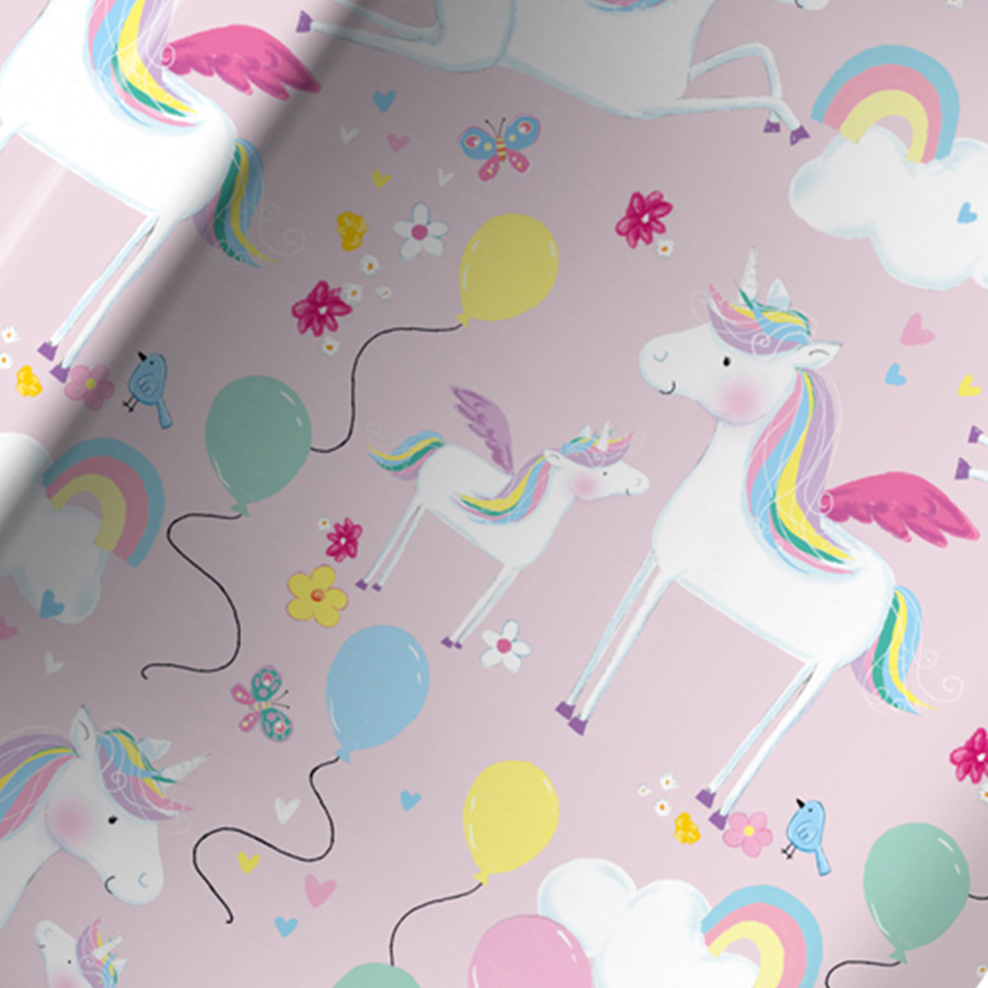 Unicorns & Rainbow Gift Wrapping Paper Roll 3m Product Gallery Image