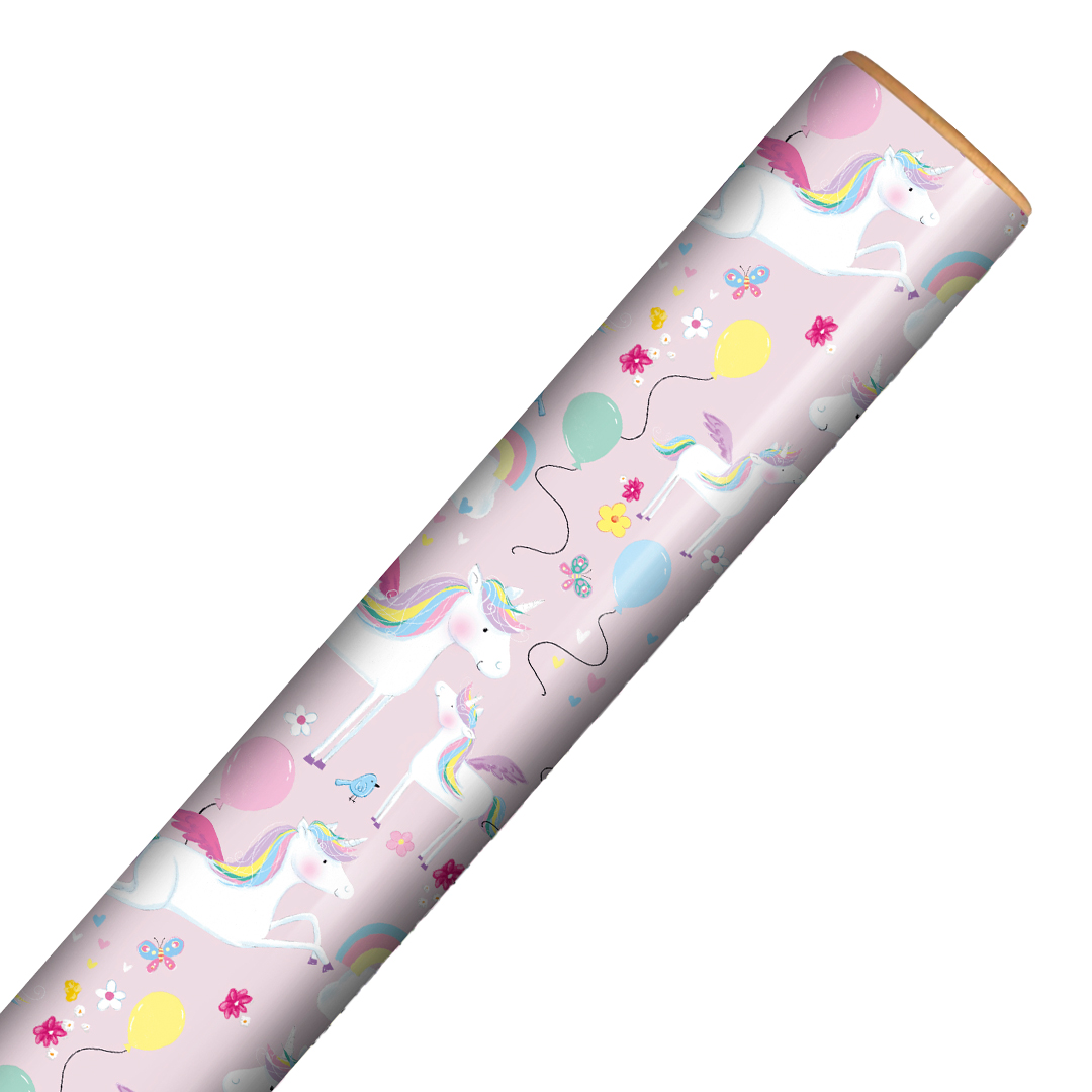 Unicorns & Rainbow Gift Wrapping Paper Roll 3m Product Gallery Image