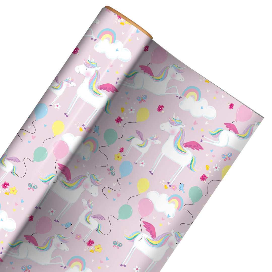 Unicorns & Rainbow Gift Wrapping Paper Roll 3m Product Gallery Image