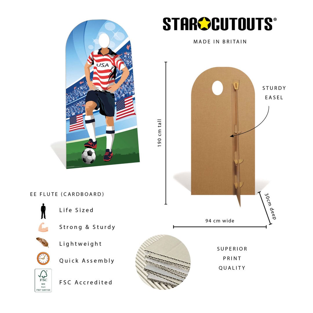 USA World Cup International Tournament Football Stand-In Cardboard Cutout 190cm Product Gallery Image