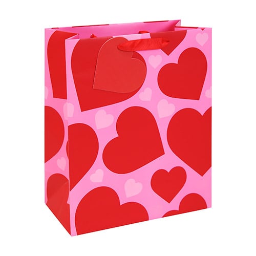 Valentine's Red Love Hearts Large Pink Gift Bag 33cm