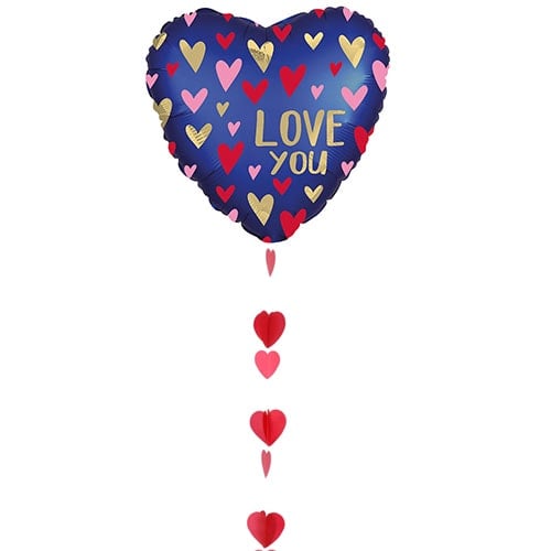 Red Hearts Balloon Tail 125cm Product Gallery Image