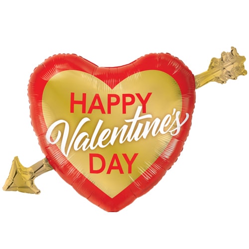 Valentine's Day Golden Arrow Helium Foil Giant Qualatex Balloon 99cm / 39 in Product Image