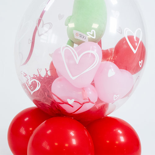 Valentine's Day You're Pear-fect Hand Drawn Hearts Stuffed Balloon Display Keepsake Gift with Pear Plush Toy - Inflated Balloon In A Box Product Gallery Image