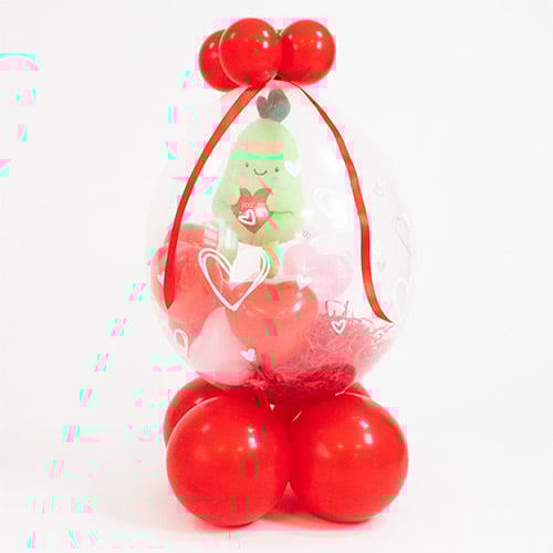 Valentine's Day You're Pear-fect Hand Drawn Hearts Stuffed Balloon Display Keepsake Gift with Pear Plush Toy - Inflated Balloon In A Box Product Gallery Image