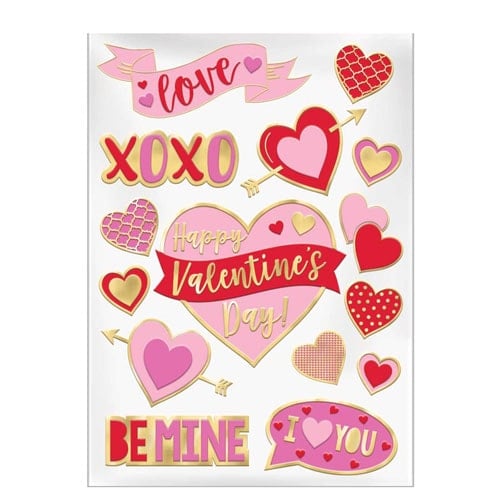 Valentines Embossed Window Stickers Sheet Decoration Product Image