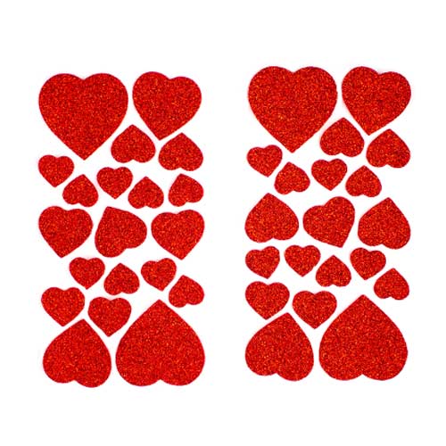 Red Glitter Foam Heart Stickers - Pack of 40 Product Image