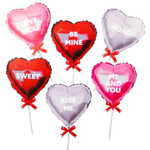 Valentines Heart Shaped Customisable Air Fill Foil Balloons 13cm / 5 in - Pack of 6 Product Image