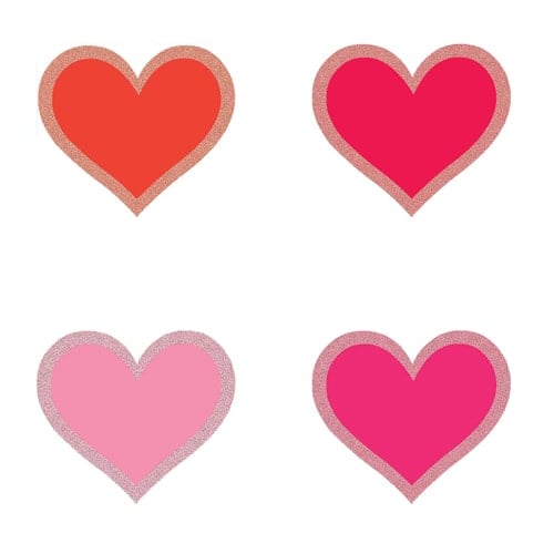 Valentines Mini Glitter Hearts Cutouts 6cm - Pack of 50